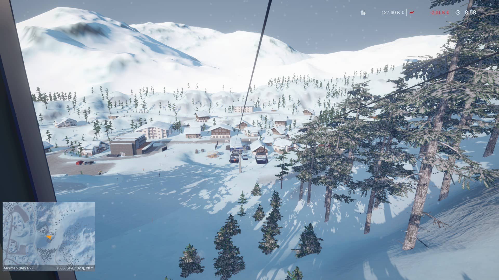 Winter Resort Simulator Season 2 - výhled z lanovky