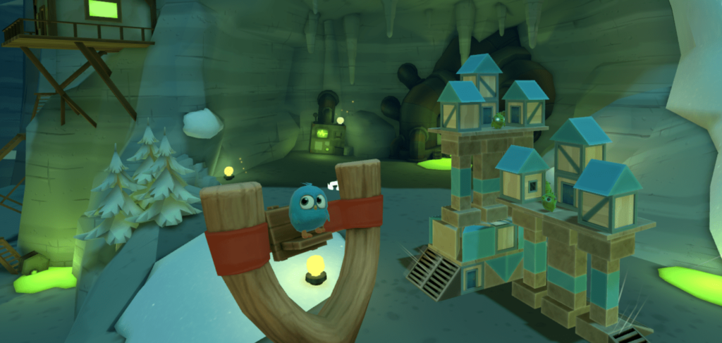 Angry Birds VR modrý ptáček