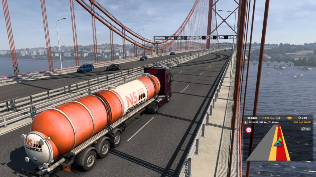 Euro Truck Simulator 2 Iberia - jízda po mostě