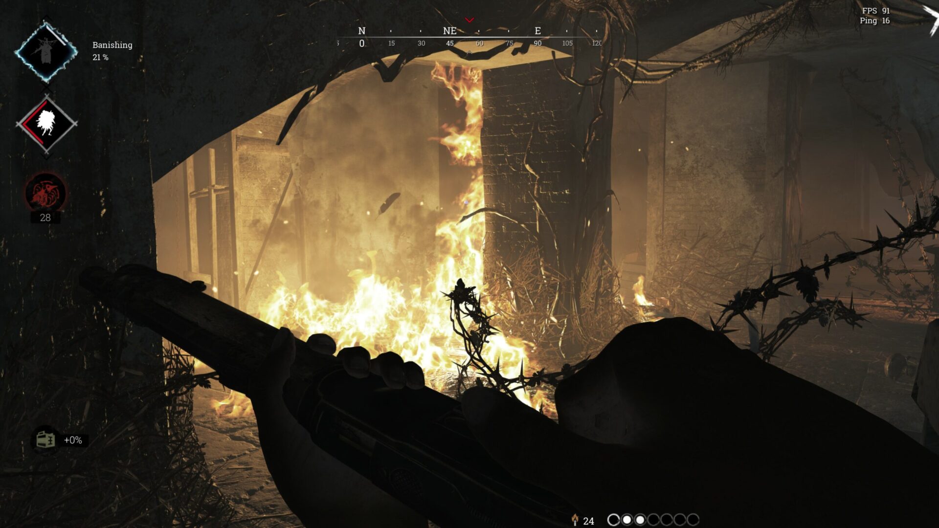 Hunt Showdown hořící dům