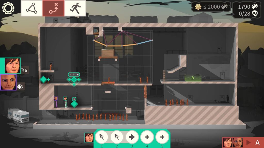 Bridge Constructor The Walking Dead – plánování akcí postavy