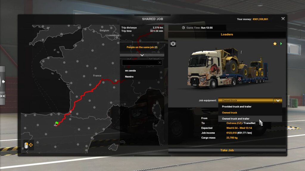 Euro Truck Simulator 2 - Convoy výběr trasy