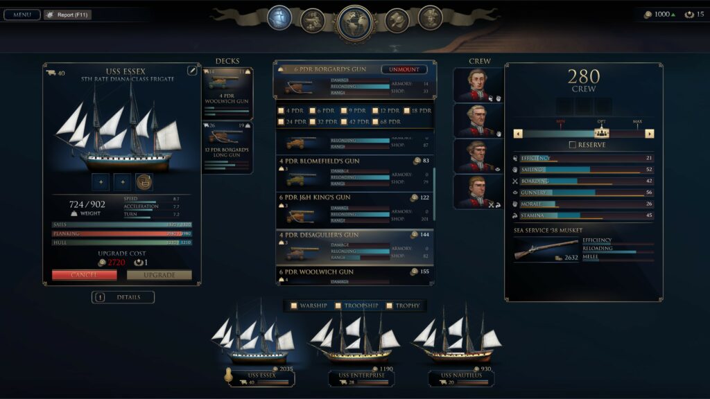 Ultimate Admiral Age of Sail ship equip