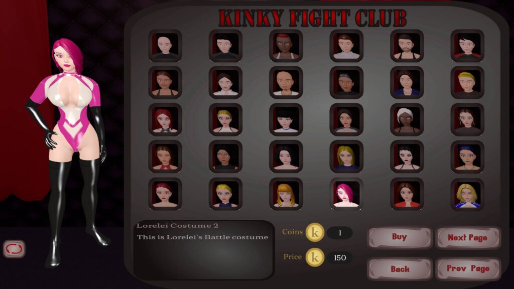 Kinky Fight Club – výběr postav za peníze
