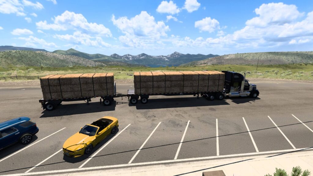 American Truck Simulator Wyoming - zasněžené vrcholky hor