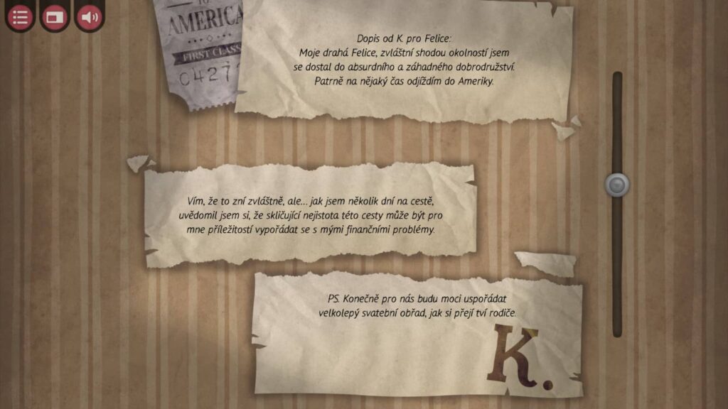 The Franz Kafka Videogame – Dopis
