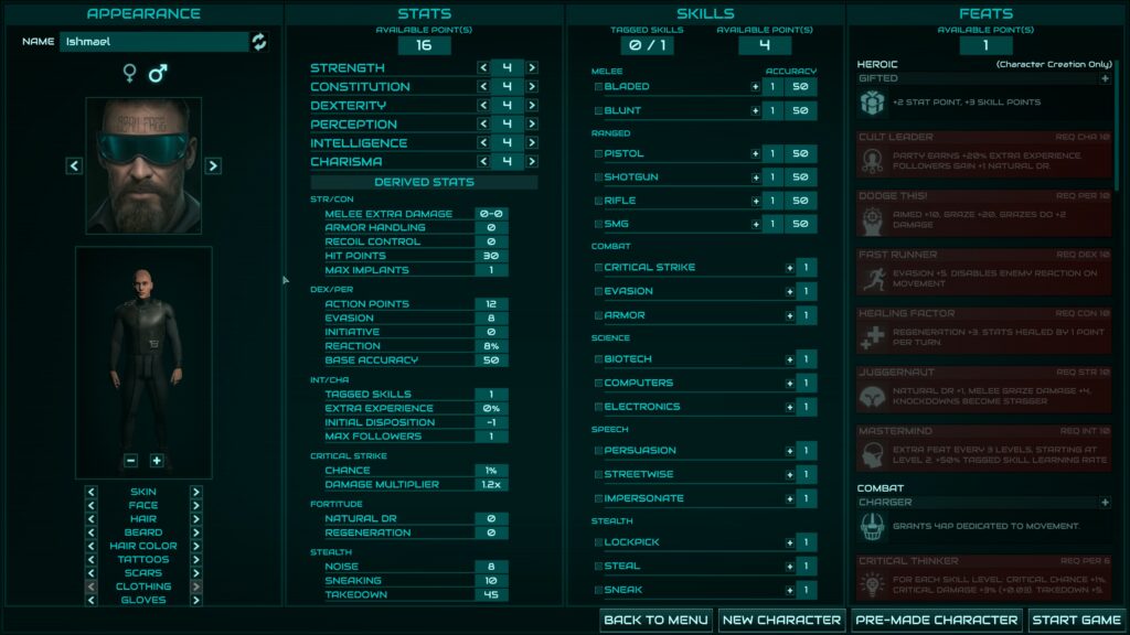 Colony Ship character creation