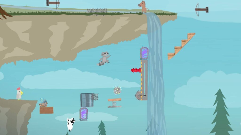 Ultimate Chicken Horse - vodopád