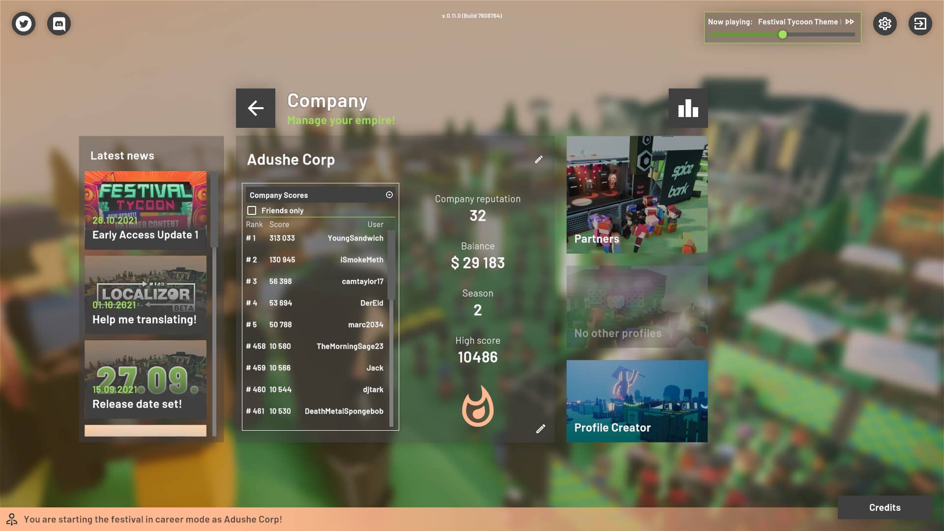 festival tycoon company