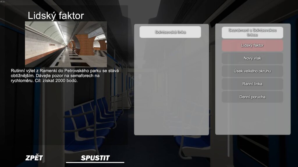 Metro Simulator - scénář