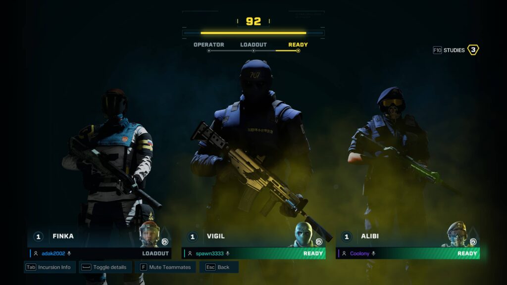 Tom Clancy's Rainbow Six Extraction – lobby