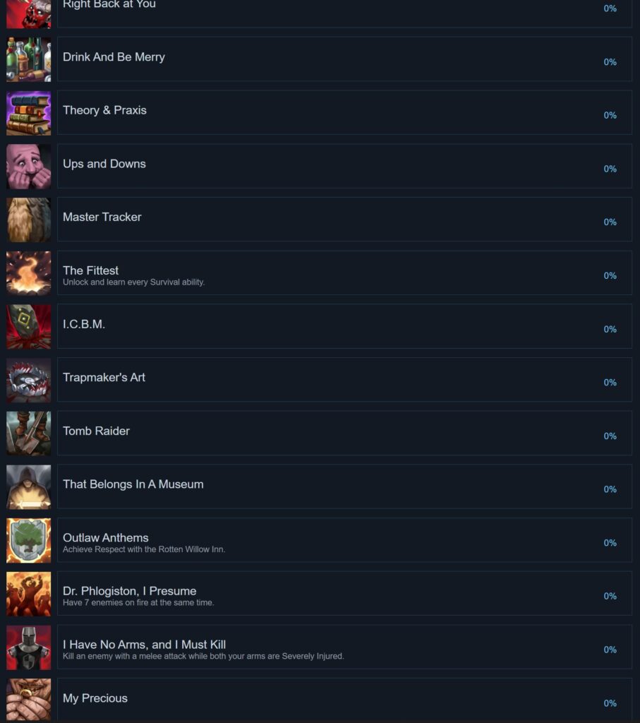 Stoneshard new achievements