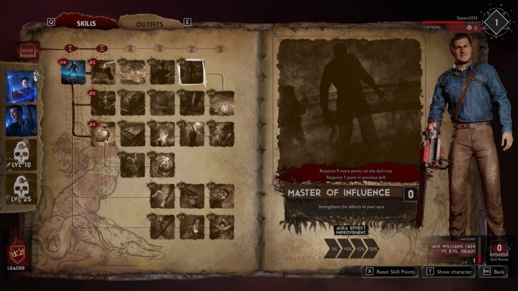 Evil Dead The Game – strom dovedností