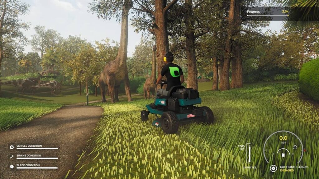 Lawn Mowing Simulator Dino Safari - dlouhý dinosaurus