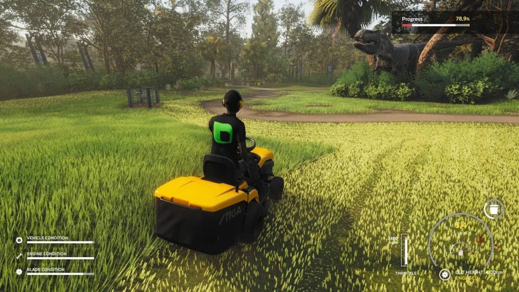 Lawn Mowing Simulator Dino Safari - posekaná tráva