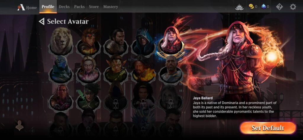 Magic The Gathering Arena – výběr avatara profilu