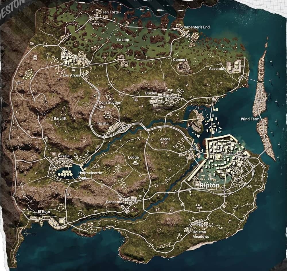 PUBG BATTLEGROUNDS - mapa Deston