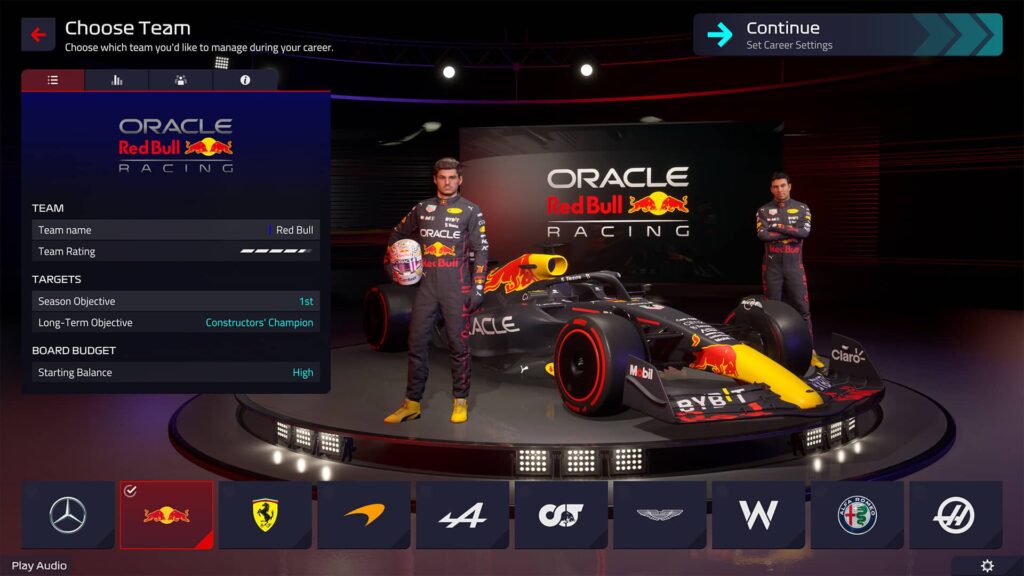 F1 Manager 2022 - výběr týmu