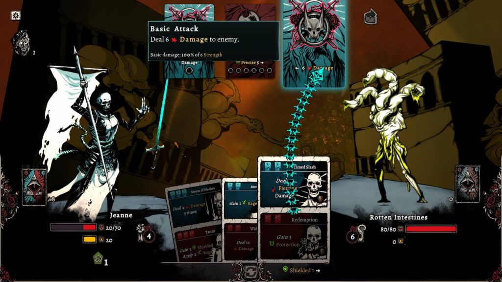 Nadir A Grimdark Deckbuilder – modrá karta aktivuje modré schopnosti