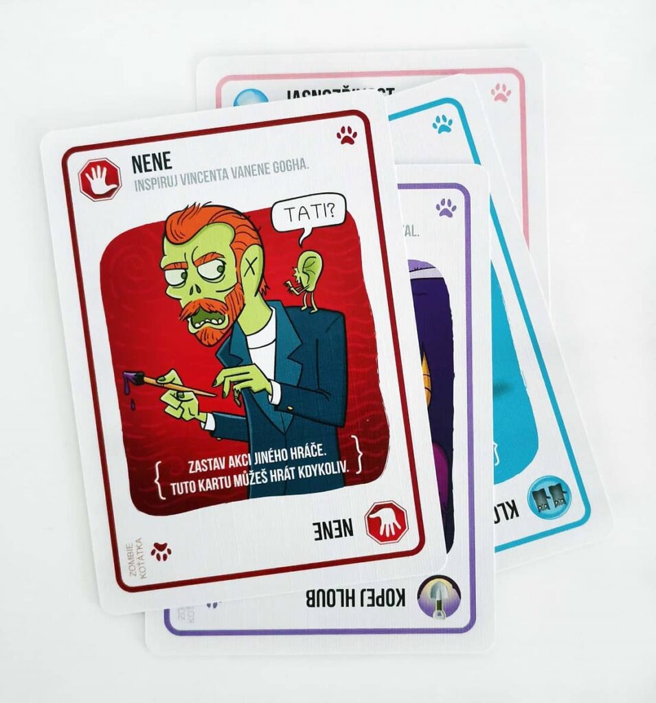 Zombie koťátka – karty s tlapkami pro hru svou hráčů