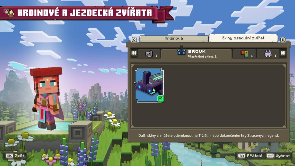 Minecraft Legends – skiny na zvířata