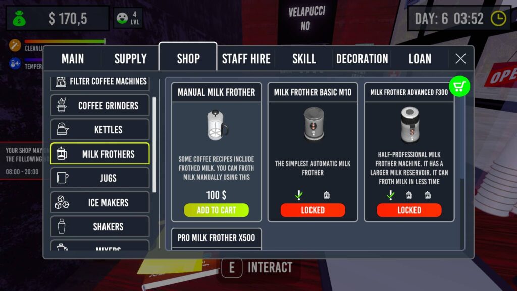 Barista Simulator - na mléčnou pěnu