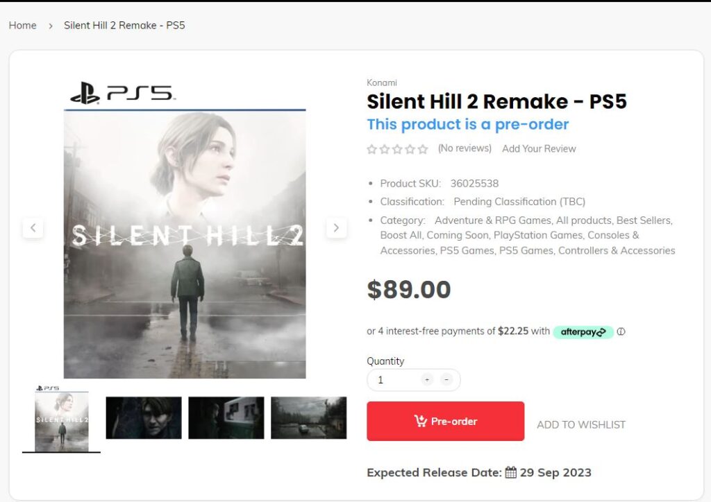 remake Silent Hill 2 – výstřižek ze stránky