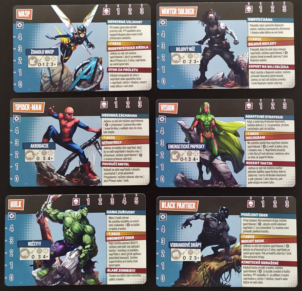 Marvel Zombies Odboj superhrdinů – karty hrdinů