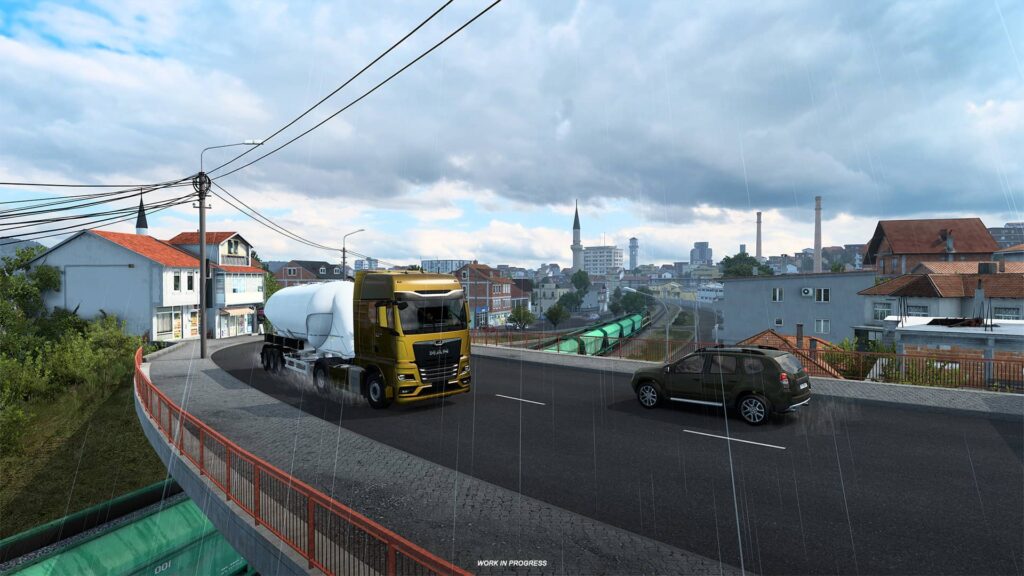 ETS2 West Balkans - město v dešti