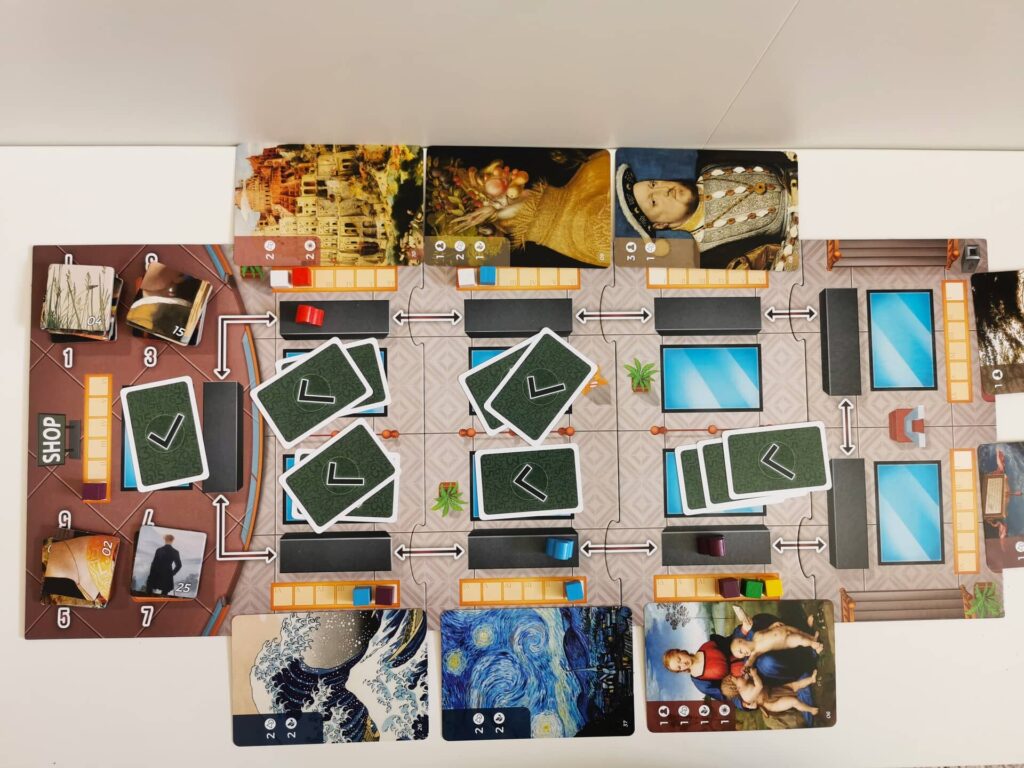 Art Gallery – hrací deska během rozehraného kola