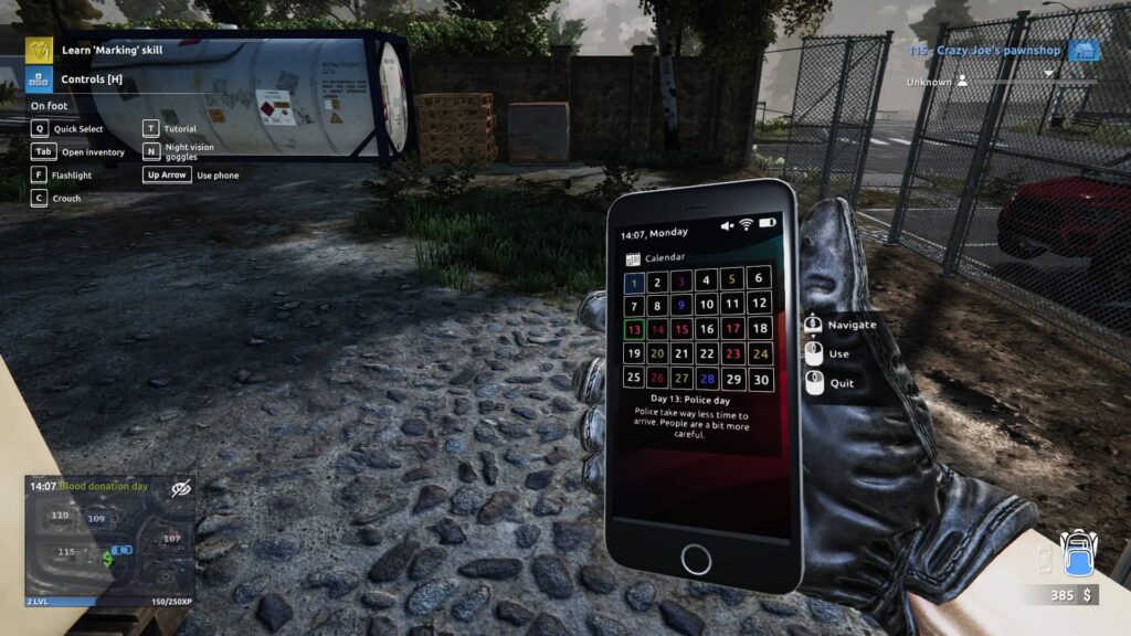Thief Simulator 2 - kalendář