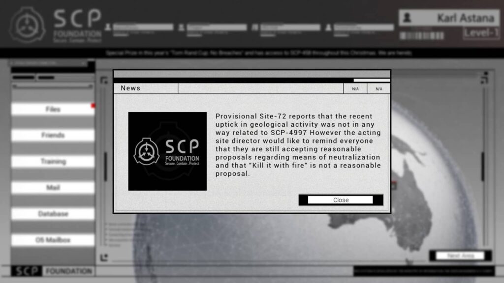 SCP Secret Files – Zprávy