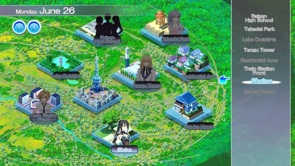 Date A Live - mapa s vedlejšími postavami