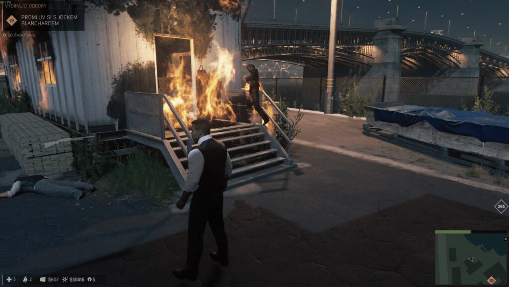 Mafia III Definitive Edition - Chyba - hořící postava v zábradlí