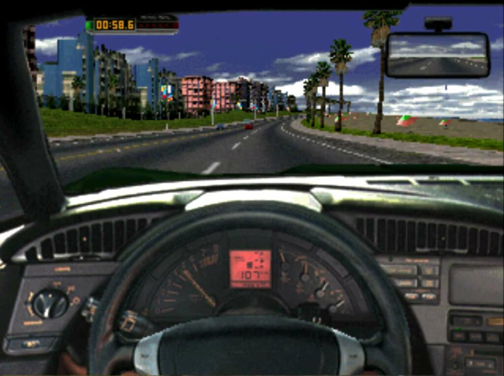 The Need for Speed - původní verze hry pro 3DO - pohled-z-kabiny