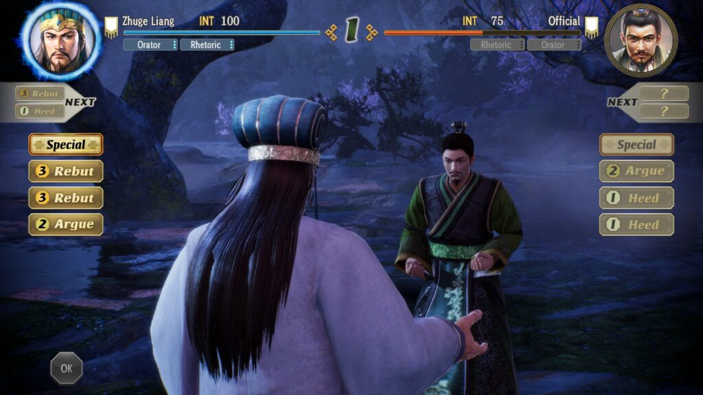 Romance of the Three Kingdoms 8 Remake - rétorický souboj