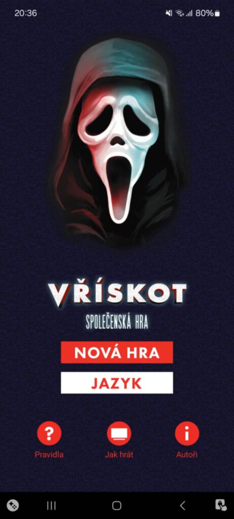 Vřískot - aplikace