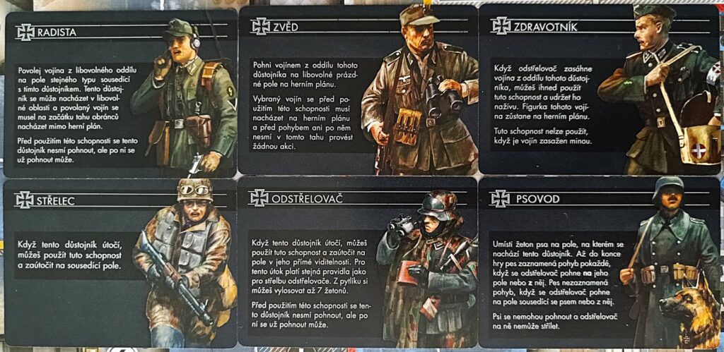 Sniper Elite - Odstřelovač Desková hra - karty důstojníků