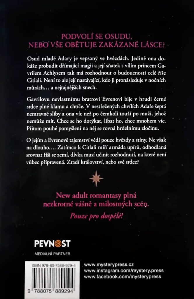 Království hvězd a stínů - zadní strana