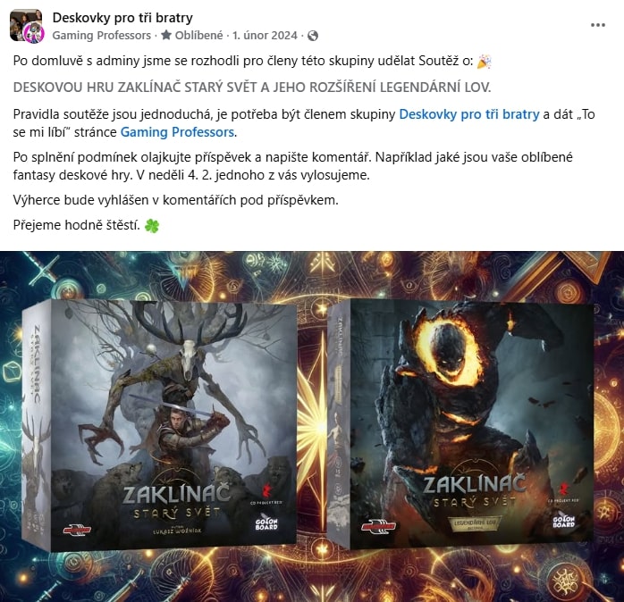 Soutěž o deskovou hru Zaklínač starý svět a jeho rozšíření legendární lov
