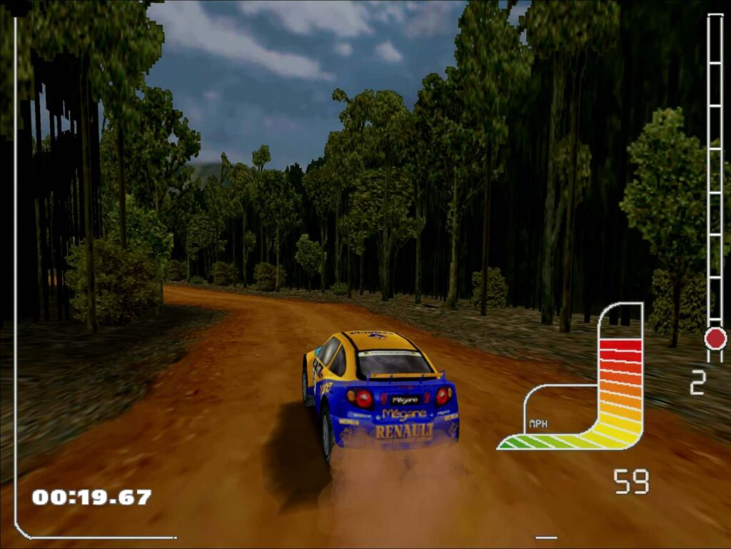TOP 12 nejvýznamnějších rallye her - Colin McRae Rally - Renault na šotolině