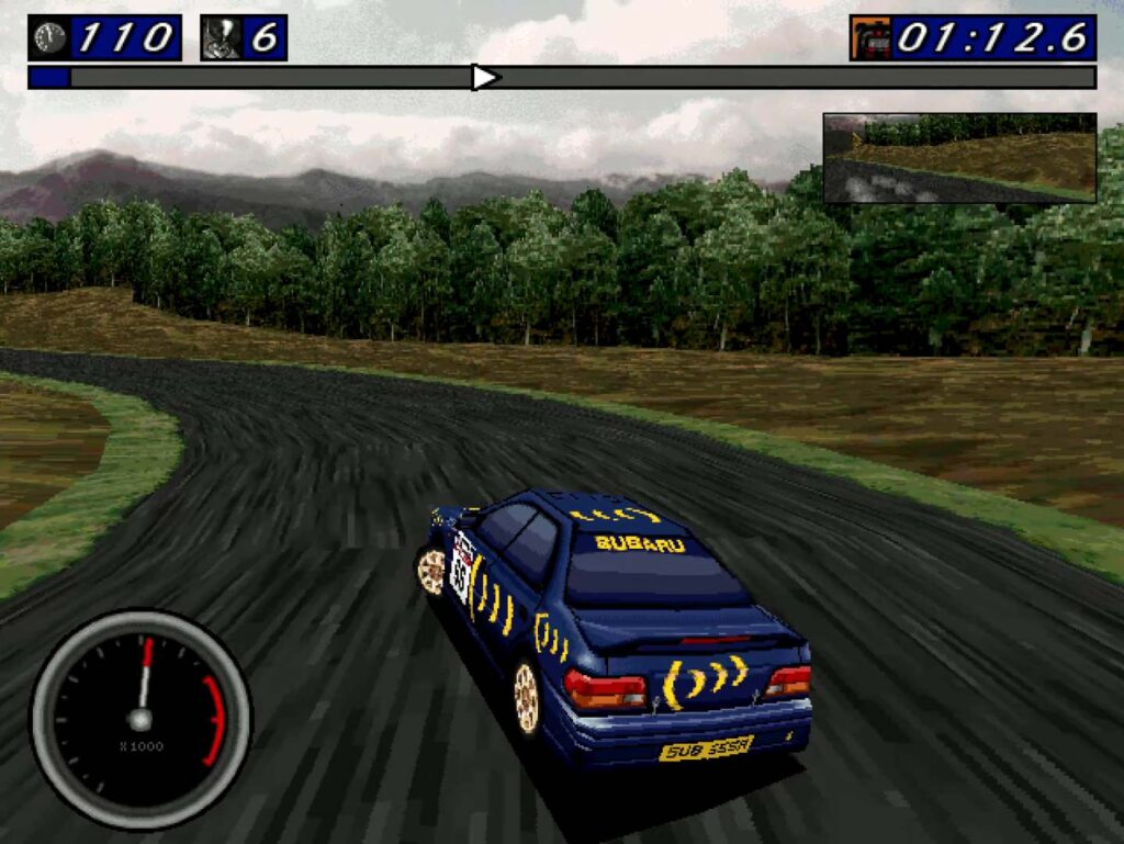TOP 12 nejvýznamnějších rallye her - Network Q RAC Rally Championship - Subaru v zatáčce