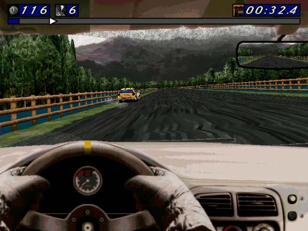 TOP 12 nejvýznamnějších rallye her - Network Q RAC Rally Championship - pohled z kabiny