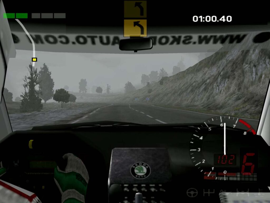 TOP 12 nejvýznamnějších rallye her - World Rally Championship - kabina Škody Octavia