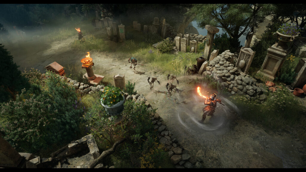 Titan Quest II - ohnivé čepele na kostlivce top