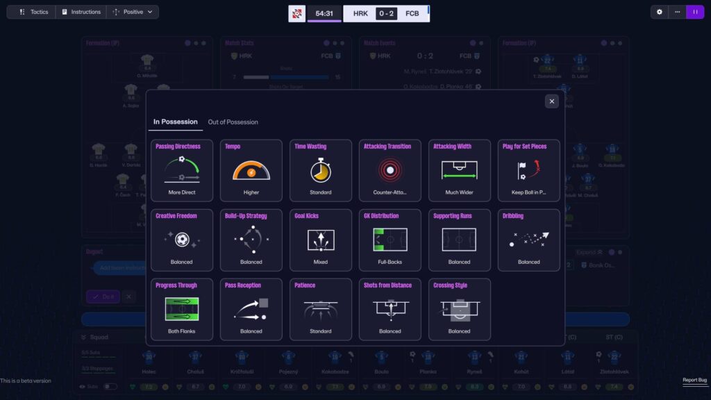 Football Manager 2026 - nastavení taktiky