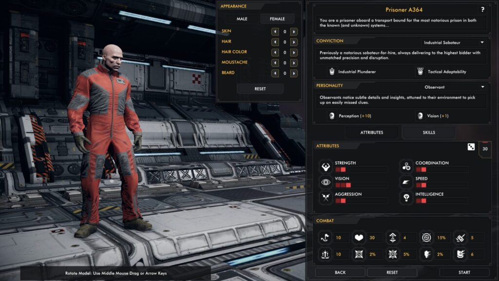 Sector Unknown tvorba postavy