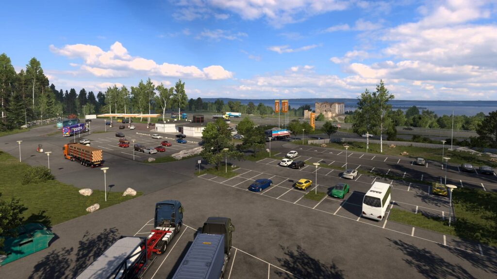 ETS2 Scandinavia - rozsáhlé parkoviště