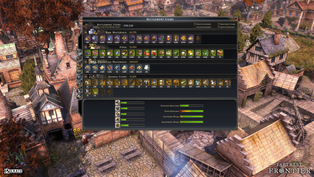 Farthest Frontier - slušné zásoby