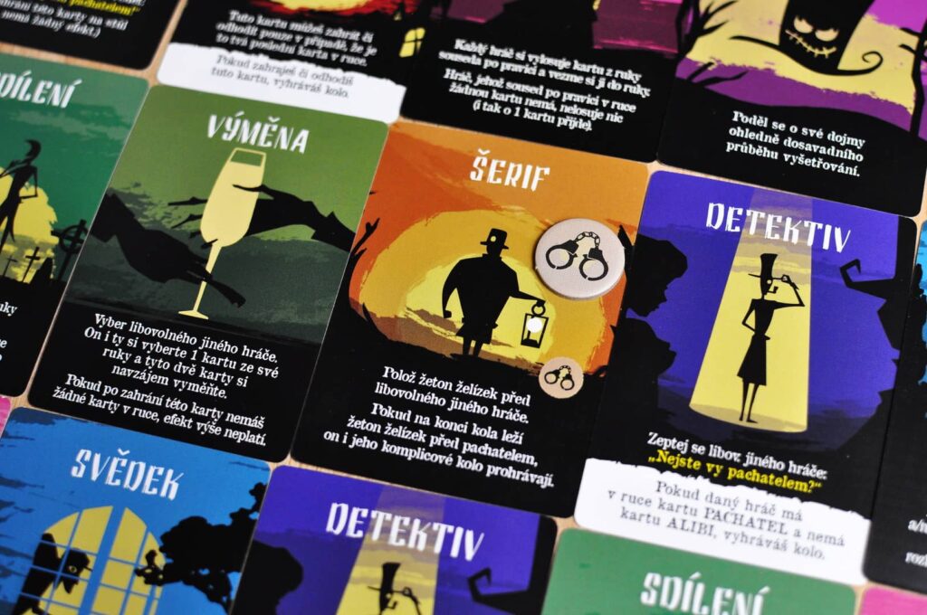 Vražda v Sídle Stínů - karta šerifa s žetonem želízek